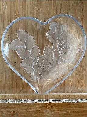 Vintage “Winter Rose” Heart-Shaped Glass Vanity/Trinket Dish | Studio Nova